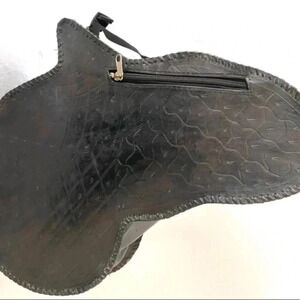 Handmade  unisex black brown leather backpack